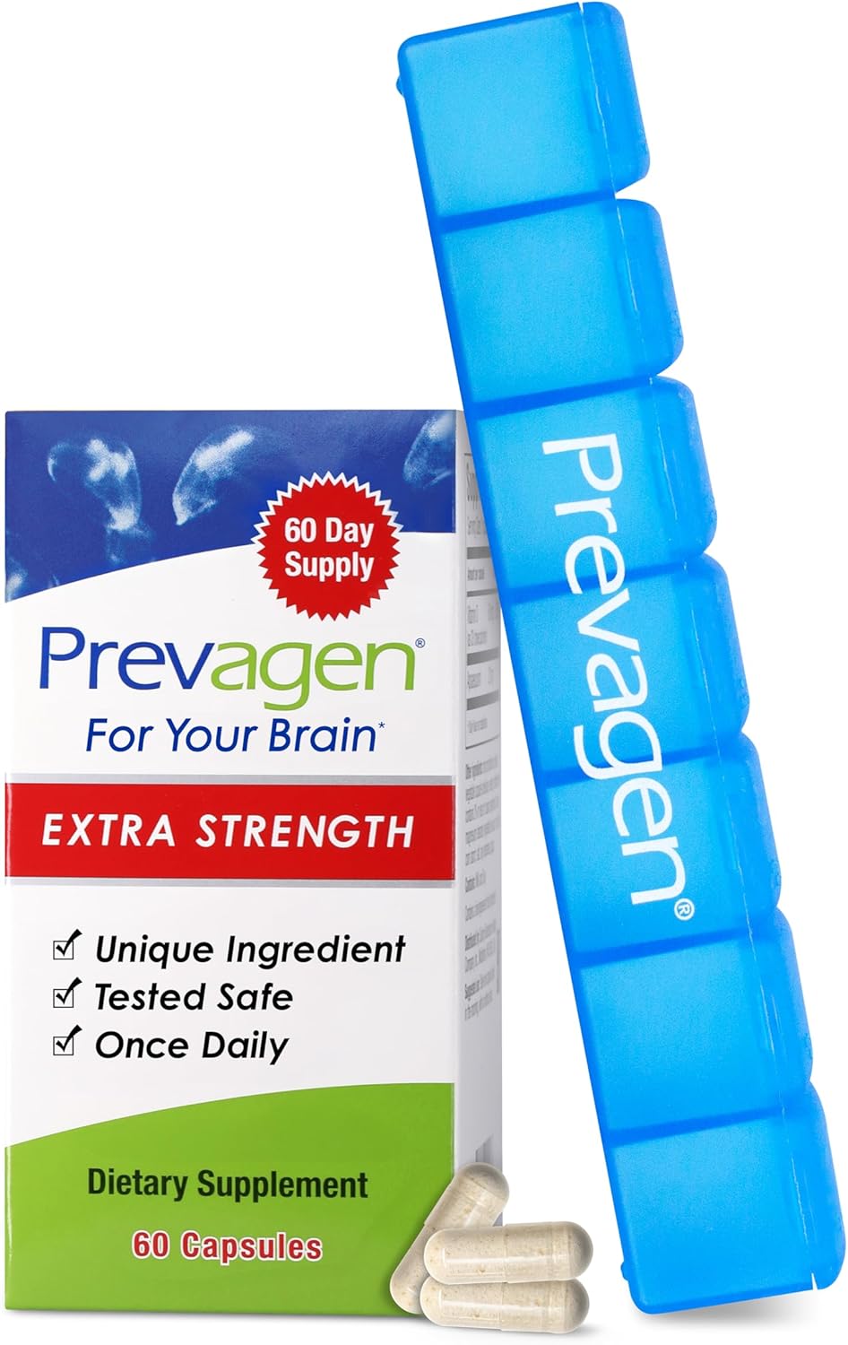 Prevagen Extra Strength - 60 Capsules (2 Month Supply) | Formulated for Your Brain | 20mg of Apoaequorin Plus Vitamin D3 with 7-Day Pill Minder