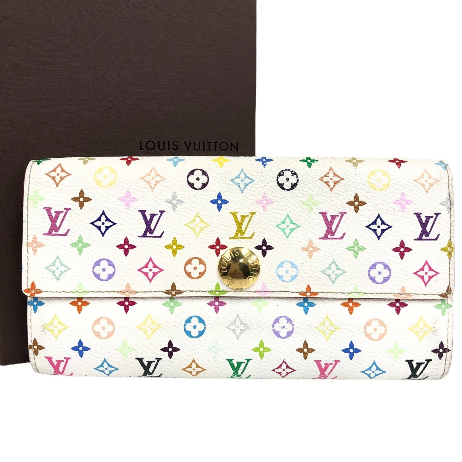 Auth Louis Vuitton Portefeuille Sarah NM Long Wallet Monogram Multicolore M93532